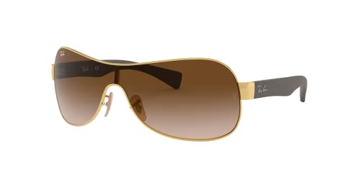 Ray-Ban RB3471 Shield Sunglasses, Gold/Brown Gradient Dark Brown, 32 mm + 0