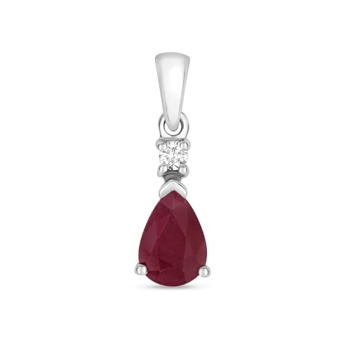 Pendentif femme or blanc 375 diamant et rubis pour sublimer vos tenues de soirée