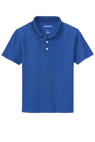 SPORT-TEK Youth UV Micropique Polo | Short Sleeve Collared Summer Shirt for Boys & Girls, Athletic Fit Kids' Top with UPF 50 Rating True Royal