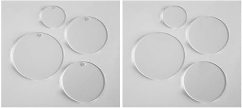 100 Laser Cut Clear Acrylic Blank Round Discs Smooth Edge Transparent Plexiglass Circles 1/8 inch (3 mm) with or Without Holes DIY Crafts Keychains Jewelry Gift Tags (6