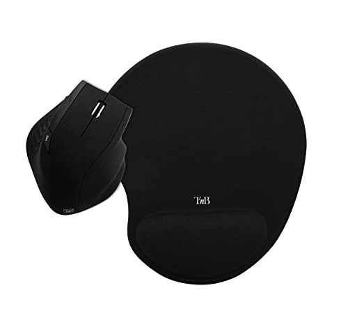 T'nB Ergonomic - Pack Souris sans Fil avec Tapis de Souris - Noir