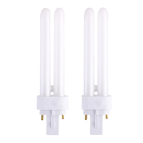 FKLiLEBU 4 pin Light Bulb 18W 2700k G24q-2 Warm White Lamp, AC220-240V Double Tube PLC, 850LM Non-Dimmable, 360° Lighting, for Bathroom, Corridor, Home, 2 Pack (Warm White, 18W)