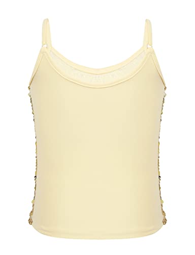Hedmy Kids Girls Sparkly Sequin Camisole Tank Top Latin Jazz Ballet Dance Spaghetti Straps Crop Top