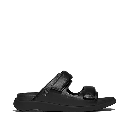 FitFlop F-Mode Go Mens Adjustable Two-Bar Slides - All Black 42 EU