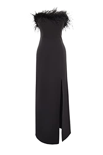 Trendyol Damska sukienka wieczorowa maxi bodycon dopasowana tkana, Czarny, 34