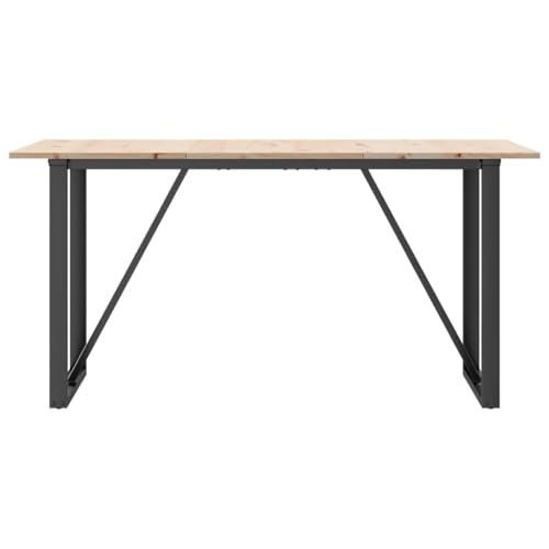 Table à manger en pin massif avec structure en acier robuste de salon