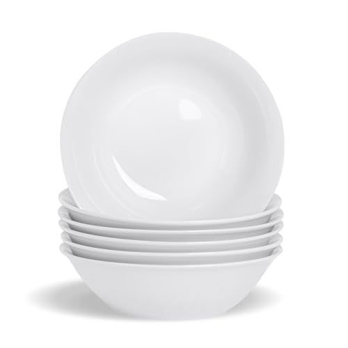 Argon Tableware 12x White Cereal Bowls 18cm (7") - Classic Breakfast, Soup, Ramen & Dessert Bowls - Durable Everyday Crockery for Home & Restaurants - Microwave & Dishwasher Safe