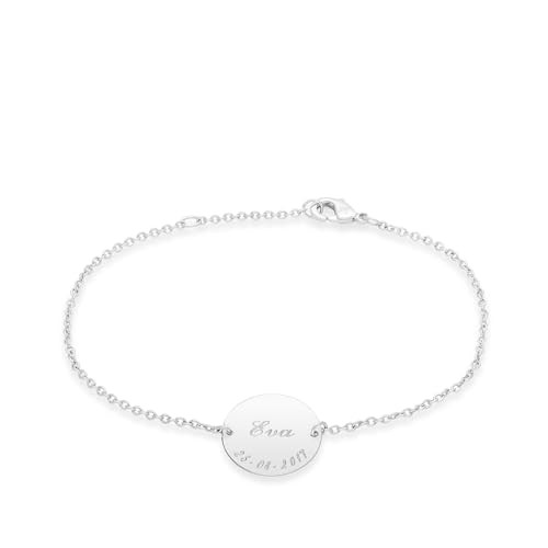 Bracelet chaînette enfant en argent avec médaille gravée