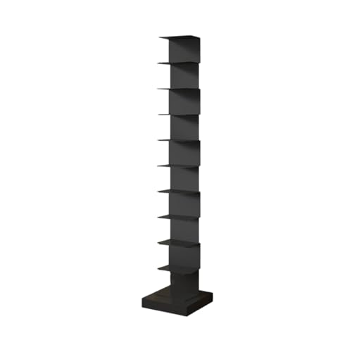 Estantería de columna de metal, moderna estantería vertical abierta con base pesada, estante de almacenamiento estrecho compacto de varios niveles para oficina, sala de estar, dormitorio, estudio, 8