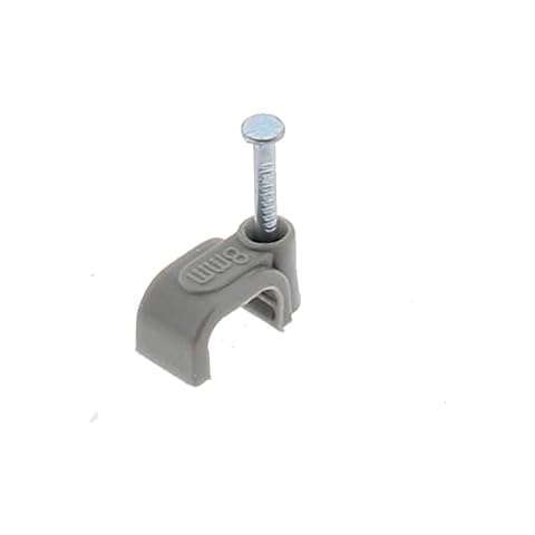 Reulin 1mm T&E Cable Clips, Pack OF 100, Grey, 5x8mm Cover