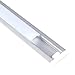 JANDEI – 4 x 1 metro de Perfil de Aluminio para empotrar Tira LED, difusor para luz LED con tapa translúcida redondeada, kit completo para instalación (incluye tapas finales)