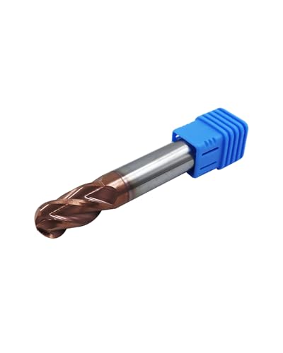 Image of 1 /2 inch Carbide Ball Nose End Mills, TISIN Coated, 4 Flute, End Mill Bits for Alloy Steels and Hardened Steels, 1 /2 inch Cutting Diameter