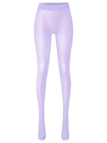 Women's Sheer See Through High Waist Pantyhose 8D Glossy Stretchy Footed Tights Stockings