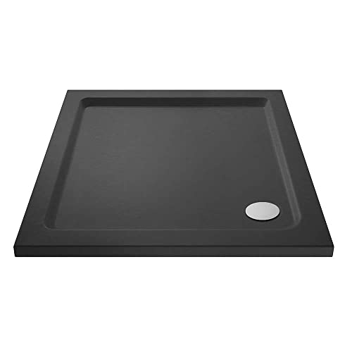 VeeBath 40mm Slate Grey Square Shower Tray for Walk in Wet Room Enclosure Cubicle - 760 x 760mm