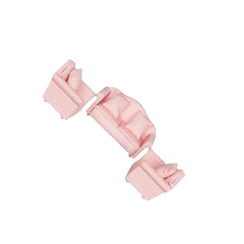 Cadeau miniature : le canapé rose à pois pour maison de poupée