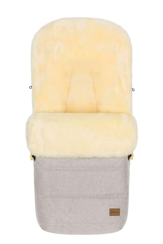 Fillikid Lammfellfußsack Bernina für Kinderwagen, Buggy | Winterfußsack wind- & wasserabweisend | Warmer Fußsack Oberteil abnehmbar, echtes Lammfell herausnehmbar | Baby Fußsack ab 0 Monate
