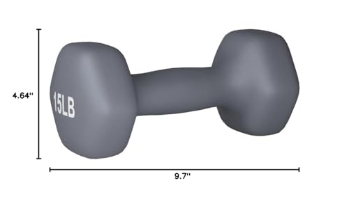 image for Amazon Basics Neoprene Dumbbell Hand Weights, 15 Pounds, Pair, Dark Gr