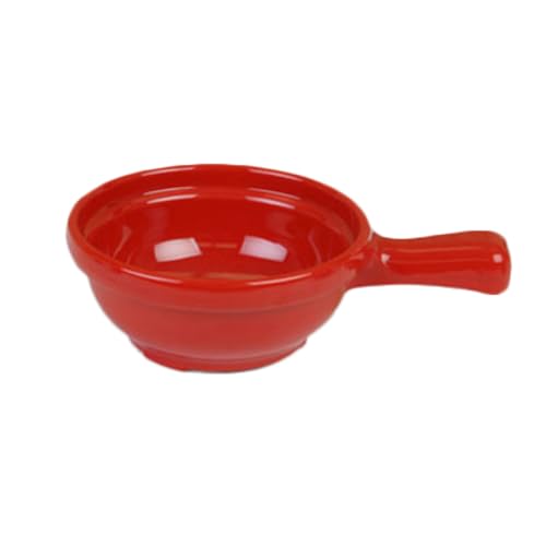 FSE CR305PR Soup Bowl, 10 oz., 6-3/4" x 4-1/4" x 2" deep, with Handle, Break-Resistant, Dishwasher Safe, Melamine, Pure red, BPA Free, NSF, Pack of 12