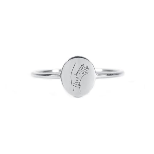 925 Sterling Silver Pinky Promise Ring for Women Mother Daughter Ring Friendship Ring Gifts for Bestie Signet Matching Rings for Couple Wedding Ring Dainty Jewelry Gifts for Her US Size 5-10