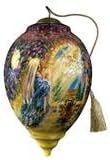 NE'QWA ART WOLVES, WOLF CHRISTMAS ORNAMENT, REVERSE PAINTING ON GLASS