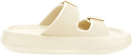 Image of BRONAX Pillow Slippers for Women and Men | Adjustable Double Buckle Shower Slides | Cushioned Thick Sole Sandals