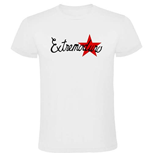 España Camiseta Blanca con Logotipo de EXTREMODURO Hombre 100% Algodón Tallas S M L XL XXL Mangas Cortas (L)