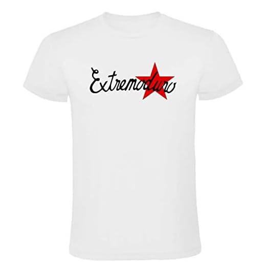 España Camiseta Blanca con Logotipo de EXTREMODURO Hombre 100% Algodón Tallas S M L XL XXL Mangas Cortas (L)