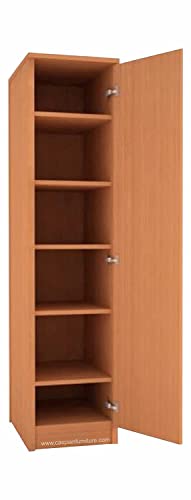 Image of CASPIAN Engineered Wood 1 Door Wardrobe (Light Brown) | Pre-Assembled Furniture | Almirah /Cupboard for Bedroom Clothes Storage Organizer with 6 Compartments