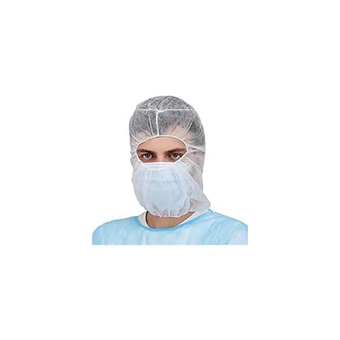 Greenour Case of 1000 Disposable Hood Cap Head Covers Hairnet Beard Cover Hooded Caps Polypropylene White Cover