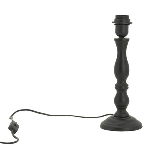 AUBRY GASPARD - Pied de Lampe en Bois Teinté Noir - Finition Peinte et Sculptée - Ø 12 cm x Hauteur 31 cm - Compatible Ampoule E27 - Équipement Électrique CE Inclus...