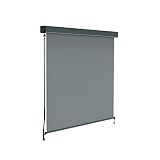 paramondo Außenrollo Senkrechtmarkise 2000 Balkonmarkise Balkonrollo Sonnenschutz, mit Kassette & Kurbelbedienung, 140 x 250 cm, Grau, Gestell Anthrazit