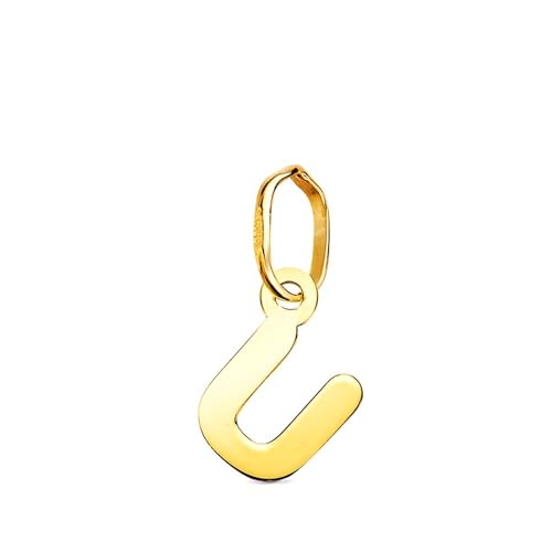 Colgante con Inicial Letra U de Oro 18k de 9mm hipoalergénico y liso brillante