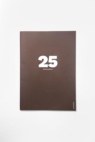OCTÀGON DESIGN | 2025 Big Monthly Planner Plus | Planificador mensual | 12 meses; enero - diciembre 2025 | El icónico Monthly Planner de Octàgon | Tamaño A4 | Color Marrón Cacao | Tapa blanda