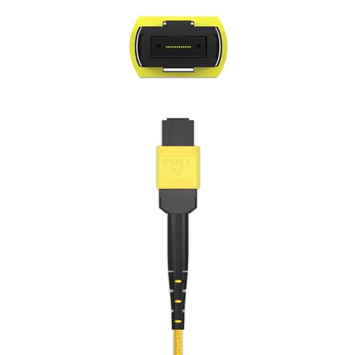 Image of AMPCOM MPO to MPO Trunk Cable 9 /125μm Singlemode OS1 /OS2(12 Fiber, MPO to MPO Female, Type B, LSZH /Riser, UPC, Yellow) 2m (6ft)
