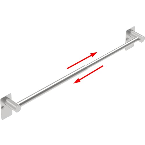 MIROAMZ Towel Bar Adjustable 14.4inch - 25.2inch Self Adhesive & Wall Mounted for Bathroom Kitchen Hand Towel Rack Holder Cloths Hanger SUS 304 Stainless Steel Organizer Single Bar Nickel Brushed
