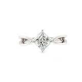 Anillo Grabado Anillo Oro Gris 9 Quilates Moissanite con Moissanite de Forma Cuadrada 1/2/3 CT Tamaño Esposa para Tía Navidad Joyería, 49, Oro blanco de 9 quilates, Moissanita