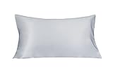 LULUSILK Kissenbezug, 100 % reine Seide, 16 Momme, mit verdecktem Reißverschluss, schont Haut und Haare, 1 Stück 40 x 80 cm Gris Plateado