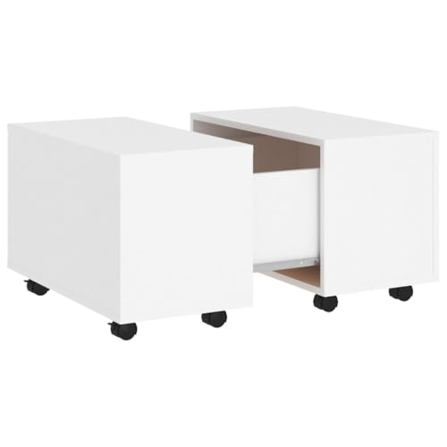 vidaXL Table Basse, Table d'Appoint, Bout de Canapé, Meuble de Rangement Salon Salle de Séjour Intérieur, Moderne, Blanc Bois d'Ingénierie