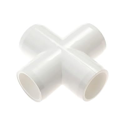 4-Way Elbow PVC Fittings, Heavy Duty 1/2'',3/4'',1'',1.25''Inch Side Outlet Tees, Furniture Corner Fittings for making PVC Furniture Greenhouse Shed Pipe Fittings Tent Connection (1'')