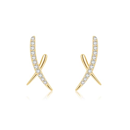 SLUYNZ Solid 925 Sterling Silver CZ X Earrings Stud for Women Teens X Stud Earrings
