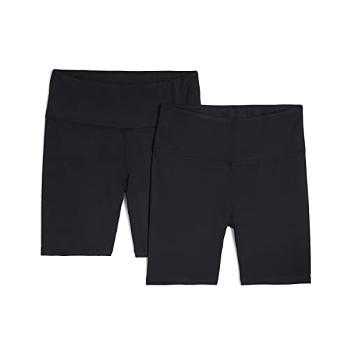 Jockey Women's 2 Pack Performance High Waist 7'' Bike Shorts, Deep Black/Deep Black, Large