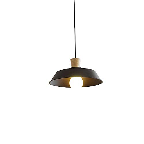 Lámpara de techo LED minimalista de hierro forjado negro y madera con base E27