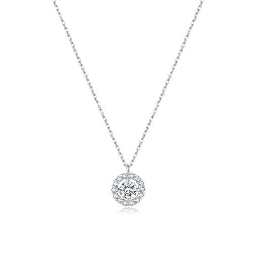 SLUYNZ 925 Sterling Silver CZ Circle Necklace Choker for Women Teens Diamond Round Pendant Necklace (A-Silver)