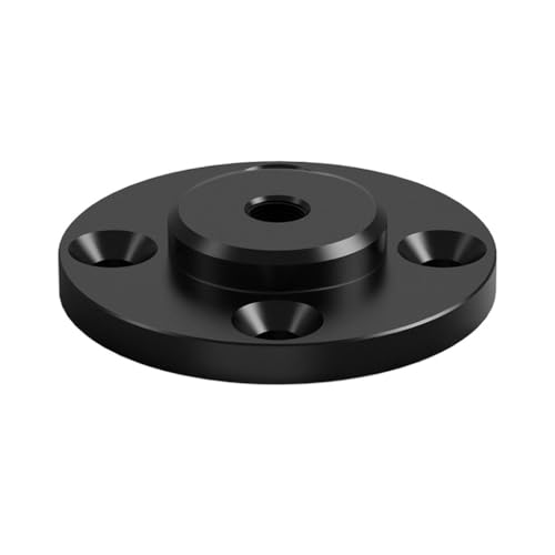 Aluminum Alloy 1/4 Screw Hole Fixing Base Wall Mount Bracket Round Plate Black