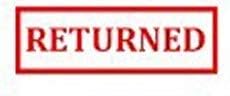 Returned - RED Office Self Ink Rubber Stamp with Border -Cosco Printer 30 Stamp