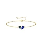Turandoss Giugno Bracciale Donna Oro con Pietra di Nascita Bracciale Cuore Ragazza Donna Alessandrite Pietra di Nascita Regalo Compleanno Ragazza Amica Fidanzata Mamma Sorella Gioielli Regalo per Lei