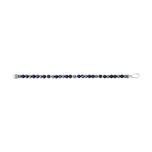 John Hardy Men's Silver Chain Bracelet with Lapis Lazuli, Sodalite and Hematite Beads, Classic Chain Collection, Size M3