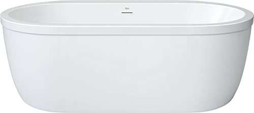 PROFLO PFFSO6636A Borealis 66" Acrylic Soaking Tub with Center Drain, Drain Assembly, and Integrated Overflow - White