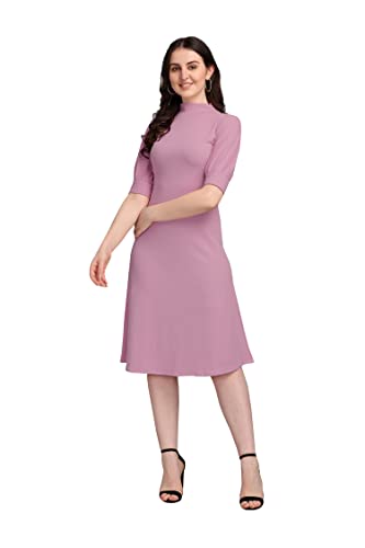 PURVAJA Women's Corduroy Fit and Flare Knee-Length Dress Ruby-116-LV-XL_Light Violet
