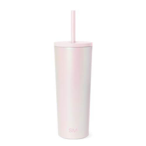 Image of Simple Modern Classic Tumbler with Straw Lid | Insulated Iced Coffee Cup Reusable Stainless Steel Water Bottle Travel Mug | Gifts for Women Men Her Him | 24oz | Coconut Pearl